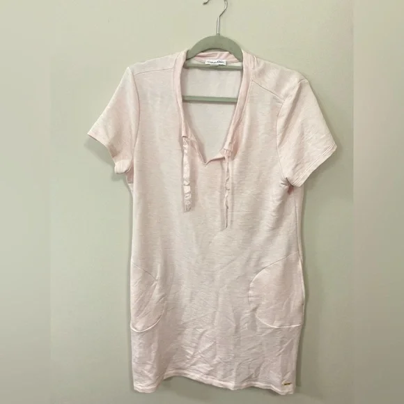 Women’s CALVIN KLEIN Pink Casual Athletic Clean Girl V Neck Dress Shirt Size L - Picture 2 of 12